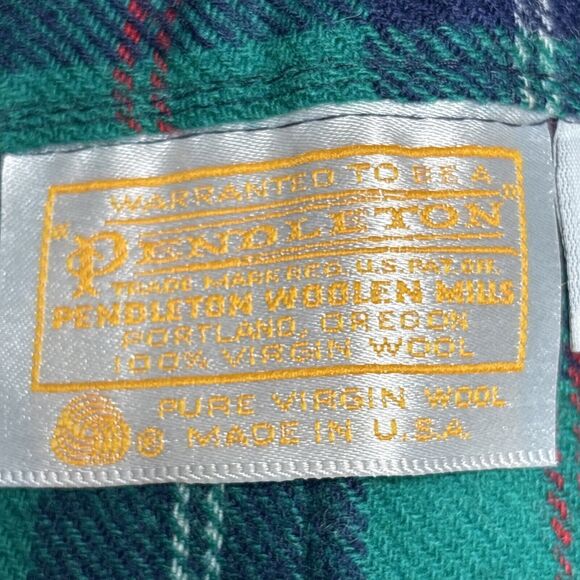 Vintage Pendleton Green & BluePlaid Pleated Skirt 100% Wool Womens Size 16 - Picture 6 of 8